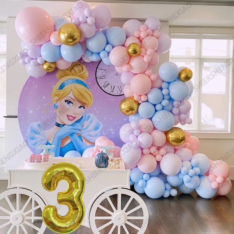 ชุดลูกโป่งดิจิทัล ลายเจ้าหญิงดิสนีย์ซินเดอเรลล่า สีทอง 32 นิ้ว สําหรับตกแต่งงานปาร์ตี้วันเกิด งานแต่งงาน 93 ชิ้น