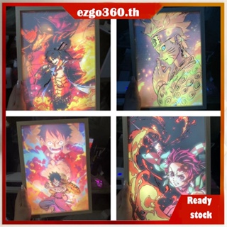 โคมไฟข้างเตียง ขนาดเล็ก ลายการ์ตูนอนิเมะ One Piece Luffy Demon Slayer เรืองแสง สร้างสรรค์ มี 3 สี