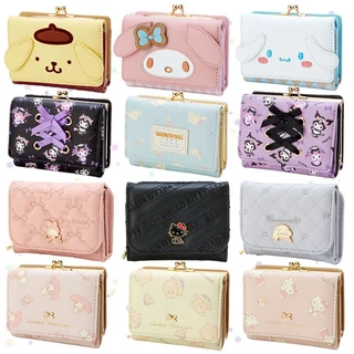 Sanrio PU Wallet Hello Kitty Card Bag Cute Kuromi Casual Fashion PU Leather Folding Wallet Cute Cinnamoroll Birthday Gifts