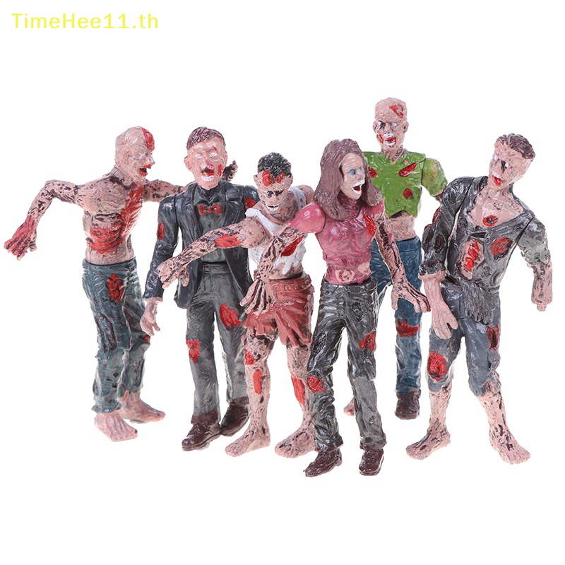 Timehee โมเดลฟิกเกอร์ซอมบี้ หลอนเดิน ของเล่นสําหรับเด็ก 6 ชิ้น Th