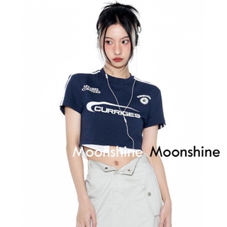 Moon เสื้อครอป เสื้อแฟชั่นผู้หญิง y2k สีพื้น สําหรับผู้หญิง ใส่ไปคลับ ปาร์ตี้ 2023 NEW 23071127