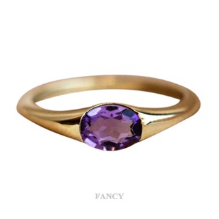 Fancy แหวนคริสตัลอเมทิสต์ ทอง 14k เครื่องประดับแฟชั่น สไตล์ยุโรป อเมริกัน หรูหรา ไซซ์ 5-11 ของขวัญวันครบรอบแต่งงาน