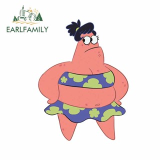 Earlfamily สติกเกอร์ ลายกราฟฟิตี้ Patrick Star 3D 13 ซม. x 9.7 ซม. แฟชั่น สําหรับติดตกแต่งรถยนต์