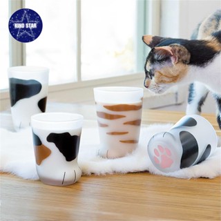 ถ้วยแก้วลายแมวน่ารักยอดนิยมของญี่ปุ่น Cat Claw Glass Frosted Cat Leg Cup 【Kinostar】