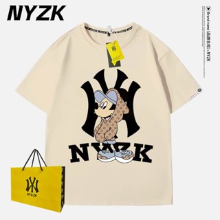 Nyzk เสื้อยืดลําลอง แขนสั้น ครึ่งแขน ผ้าฝ้าย ลายมิกกี้เมาส์ แฟชั่นฤดูร้อน สําหรับผู้ชาย