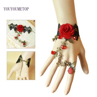 Youyo สร้อยข้อมือ ประดับลูกปัดโซ่ สไตล์วินเทจ พังก์ แวมไพร์ เครื่องประดับ