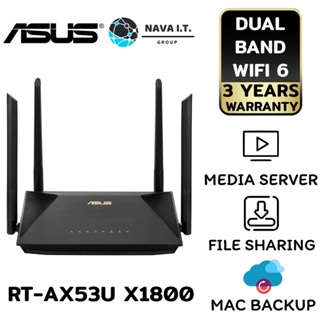 COINSคืน15%⚡FB9JMZV6⚡ ASUS RT-AX53U X1800 DUAL BAND WIFI 6 (802.11AX) ROUTER SUPPORTING MU-MIMO AND OFDMA ประกัน 3 ปี