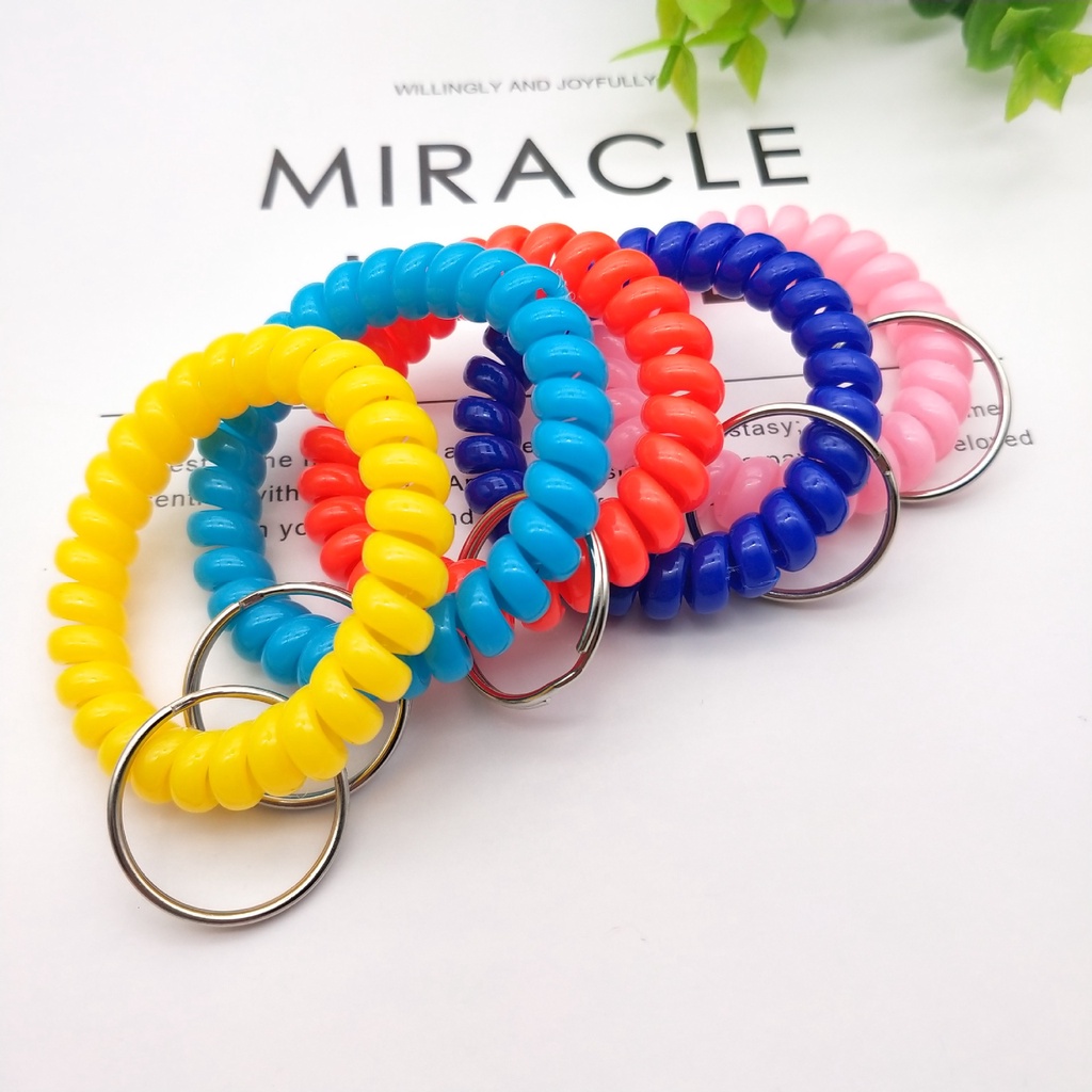 พวงกุญแจพลาสติก แบบยืดหยุ่น ยืดหดได้ สามารถยืดหดได้ พร้อมเชือกเส้นเล็ก