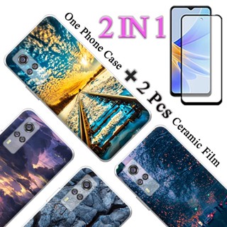 2 IN 1 VIVO Y51 Y31 Y53S เคสโทรศัพท์ น่ารัก พร้อมหน้าจอโค้งเซรามิค สองชิ้น