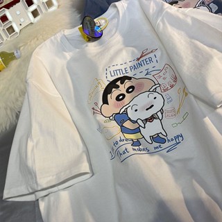 [พร้อมส่ง] เสื้อยืดแขนสั้น พิมพ์ลายการ์ตูน ทรงหลวม ขนาดใหญ่ สไตล์เกาหลี อเมริกัน สตรีท เหมาะกับฤดูร้อน สําหรับผู้ชาย และผู้หญิง