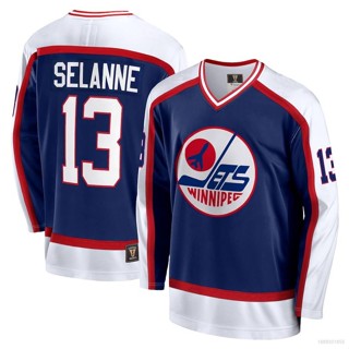 ใหม่ NHL Winnipeg Jets Jersey Teemu Selanne เสื้อยืด แขนยาว พลัสไซซ์