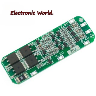 บอร์ดโมดูลชาร์จแบตเตอรี่ลิเธียม 3S 20A Li-ion 18650 PCB BMS 12.6V เซลล์ 59x20x3.4 มม.