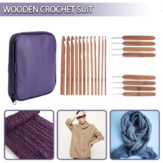 20Pcs Bamboo Crochet Hooks Needles Set Hook Case Knitting Yarn Craft Ergonomic