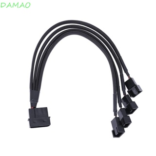 Damao สายเคเบิลต่อขยายพัดลมระบายความร้อน 4 Pin PC IDE Molex เป็น 4 พอร์ต สีดํา