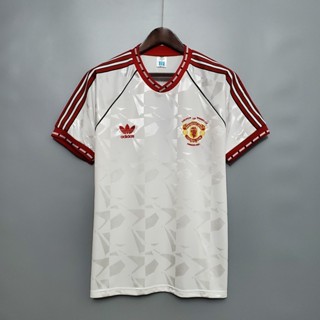 ❀ เสื้อกีฬาแขนสั้น ลายทีมชาติฟุตบอล MU 1991 ชุดเหย้า สไตล์ยุโรปเรโทร สําหรับผู้ชาย