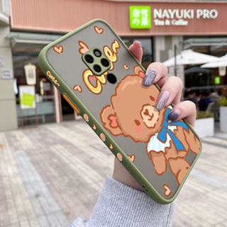 สําหรับ Huawei Mate 20 Mate 20 Pro เคสแฟชั่น หมี บาง ฝ้า ใส ขอบสี่เหลี่ยม เคสกันกระแทก รูปแบบ ซิลิโคน ป้องกัน เคสนิ่ม