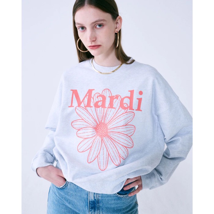 เสื้อกันหนาว พิมพ์ลายดอกไม้ MARDI Mercredi MARDI sw peach ฟรีไซซ์