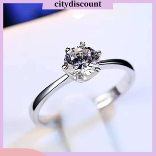 &lt;citydiscount&gt; แหวนหมั้น ประดับเพทาย สไตล์คลาสสิก หรูหรา ปรับได้ เครื่องประดับ สําหรับวันวาเลนไทน์