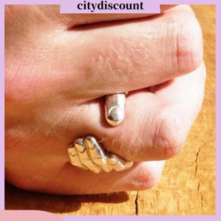 &lt;citydiscount&gt; แหวนโลหะผสมแกะสลัก ปรับได้ สไตล์วินเทจ สําหรับของขวัญ