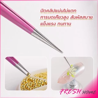 แหนบตรง พร้อมหัวกดซิลิโคน เลือกอัญมณี พลอยเทียม สําหรับตกแต่งเล็บ tweezers
