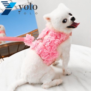 Yolo เสื้อผ้าสัตว์เลี้ยง ลายดอกไม้ 3D ขนาดเล็ก กลาง สีชมพู สําหรับสุนัข แมว