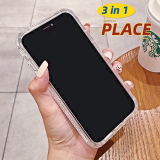 3 In 1 เคสโทรศัพท์ แบบหนา สําหรับ Iphone 15 14 Promax 12 11 13 Pro Max Promax Xsmax Xr X Xs 6 6s 7 8 Plus SE Mini เคสใส ทหาร กันกระแทก เคสป้องกัน