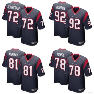 ใหม่ เสื้อยืดลําลอง แขนสั้น พิมพ์ลาย NFL Houston Texans Game Jersey Deatherage Murray Horton Tunsil พลัสไซซ์ สําหรับผู้ชาย เหมาะกับการเล่นกีฬา