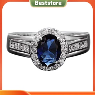 Beststore|  แหวนเงิน ประดับเพทาย ทรงวงรี หรูหรา สําหรับผู้หญิง งานเลี้ยง งานเลี้ยง