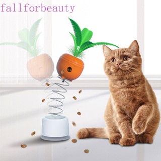 Fallforbeauty ของเล่นสปริงซิลิโคน รูปแครอท ส้ม พลาสติก บรรเทาความวิตกกังวล สําหรับให้อาหารสัตว์เลี้ยง แมว