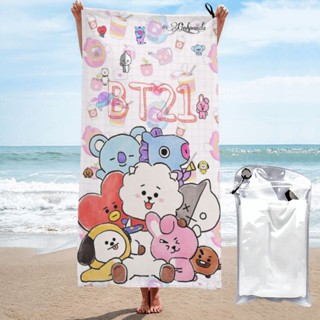 Bt21 ผ้าขนหนูอาบน้ํา ดูดซับน้ําได้ดี ขนาดใหญ่ 32x52 นิ้ว สําหรับผู้ชาย ผู้หญิง ท่องเที่ยว ว่ายน้ํา