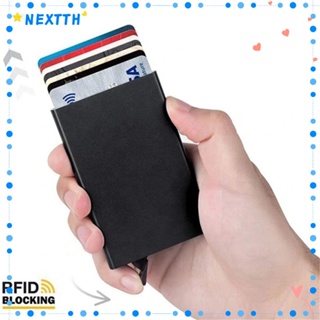 Nextth RFID กระเป๋าสตางค์ กระเป๋าใส่บัตร อัตโนมัติ บล็อก RFID สําหรับผู้ชาย