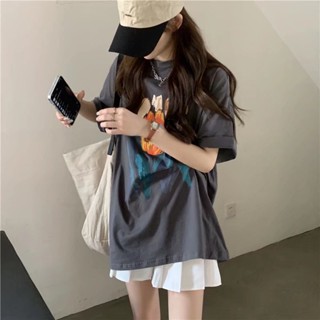 JN Studio เสื้อยืด ครอป เสื้อยืดผู้หญิง สไตล์เกาหลี A99J215