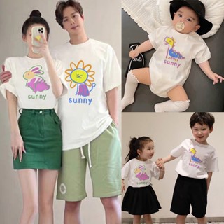 เสื้อยืดคอกลม แขนสั้น สีขาว แฟชั่นฤดูร้อน สําหรับครอบครัว แม่ และลูก