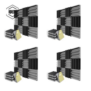 แผงโฟมกันเสียง มีกาวในตัว 12x12 x 2 นิ้ว สําหรับติดผนังบ้าน สตูดิโอ 48 แพ็ค