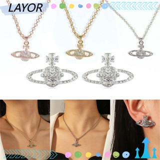 Layor สร้อยคอ สร้อยข้อมือ ต่างหู ประดับคริสตัล เพทาย จี้หัวใจ ดาวเสาร์ แฟชั่นโบฮีเมียน ของขวัญวันวาเลนไทน์