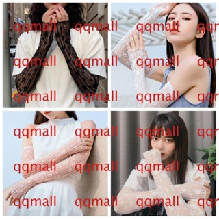 Qqmall ปลอกแขนลายดอกไม้ลูกไม้ป้องกันแสงแดดแฟชั่นสําหรับผู้หญิง