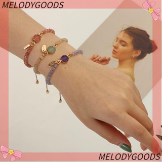 melodg เครื่องประดับสร้อยข้อมือแฮนด์เมดสายโซ่หินธรรมชาติสามารถปรับได้