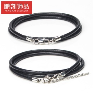 เชือกเส้นเล็ก จี้ขี้ผึ้ง สีดํา ขนาด 3.0 มม. สําหรับทําเครื่องประดับ สร้อยคอ เชือกหนัง