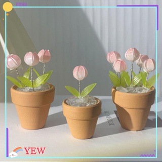 Yew โคมไฟตั้งโต๊ะ LED รูปดอกทิวลิป 3D แฮนด์เมด DIY สําหรับตกแต่งห้องนั่งเล่น