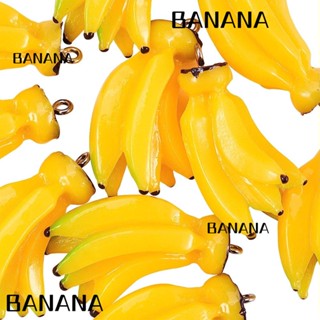 Banana1 พวงกุญแจเรซิ่น รูปกล้วย ผลไม้ สีเหลือง กว้าง 19 มม. พกพาง่าย หนา 15 มม. สําหรับแขวนตกแต่ง 20 ชิ้น