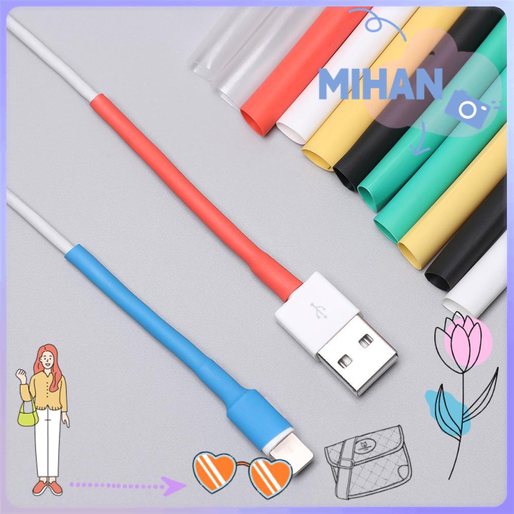 MIHAN ท่อหด แบบสากล หลากสี 12 ชิ้น/ชุด ป้องกัน ปกป้องสาย USB เครื่องมือซ่อม ปลอกป้องกันสายไฟ