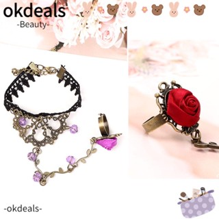 Okdeals สร้อยข้อมือผู้หญิง แหวนโกธิค ย้อนยุค ฮาโลวีน