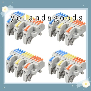 Yola บล็อกขั้วต่อสายไฟ 3 in 12 Out 28-12AWG 600 โวลต์ DIY 4 ชิ้น