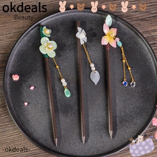 OKDEALS ตะเกียบติดผม แฮนด์เมด ประดับพู่ สไตล์เรโทร