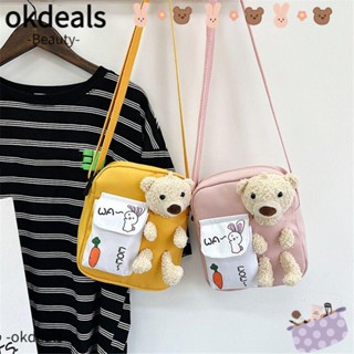 OKDEALS กระเป๋าสะพายไหล่ กระเป๋าถือ ทรงเมสเซนเจอร์ ลายหมีน่ารัก แฟชั่นสําหรับสตรี