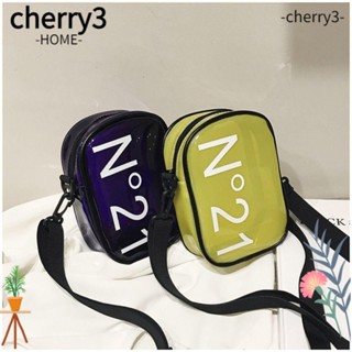 Cherry3 กระเป๋าสะพายไหล่ PVC ทรงโท้ท ขนาดเล็ก สีแคนดี้ แฟชั่นสําหรับผู้หญิง