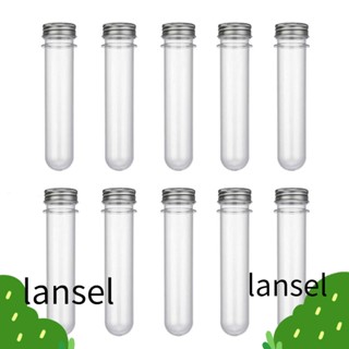 LANSEL หลอดทดลอง หลอดทดลองวิทยาศาสตร์ พลาสติกใส 25×140 มม. 10 ชิ้น พร้อมฝาครอบอลูมิเนียม สําหรับตกแต่งงานปาร์ตี้