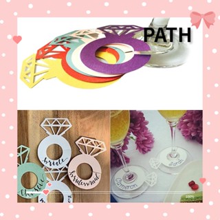 Path ป้ายแท็กแก้วไวน์ แชมเปญ รูปแหวนเพชร 10 สี สําหรับตกแต่งงานแต่งงาน 50 ชิ้น