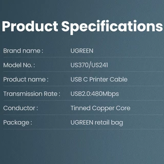 Ugreen สายเคเบิล USB C เป็น USB Type B 2.0 สําหรับเครื่องพิมพ์ Dell MacBook Pro HP Canon Epson