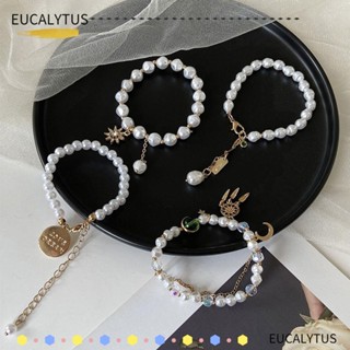 Eutus สร้อยข้อมือโซ่ ประดับมุก แบบหนา สวยหรู ของขวัญ สําหรับงานปาร์ตี้